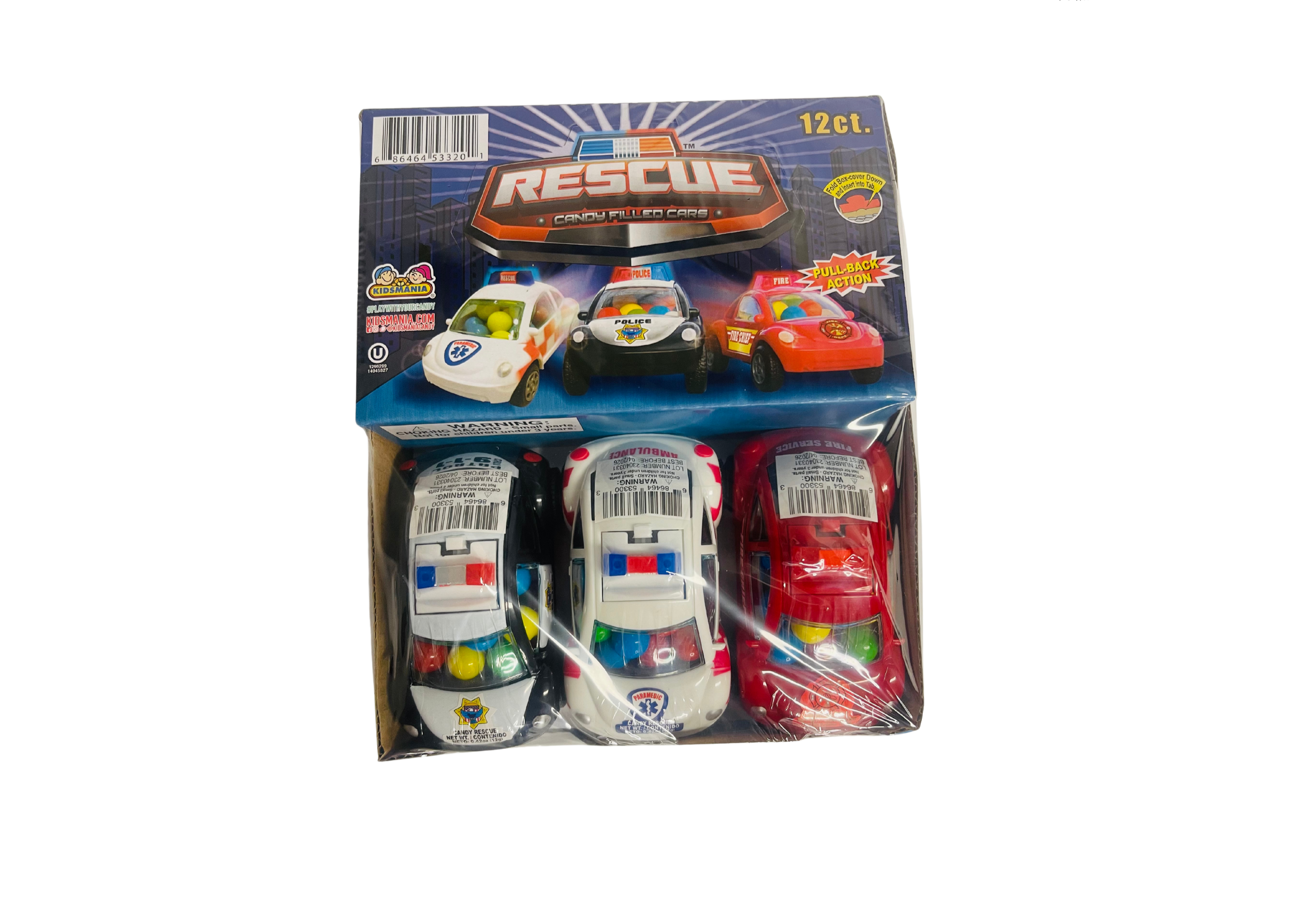 Kidsmania Rescue Candy Kids Mania Rescue Police Car Candy | Mexican Candy Toy | Escamex