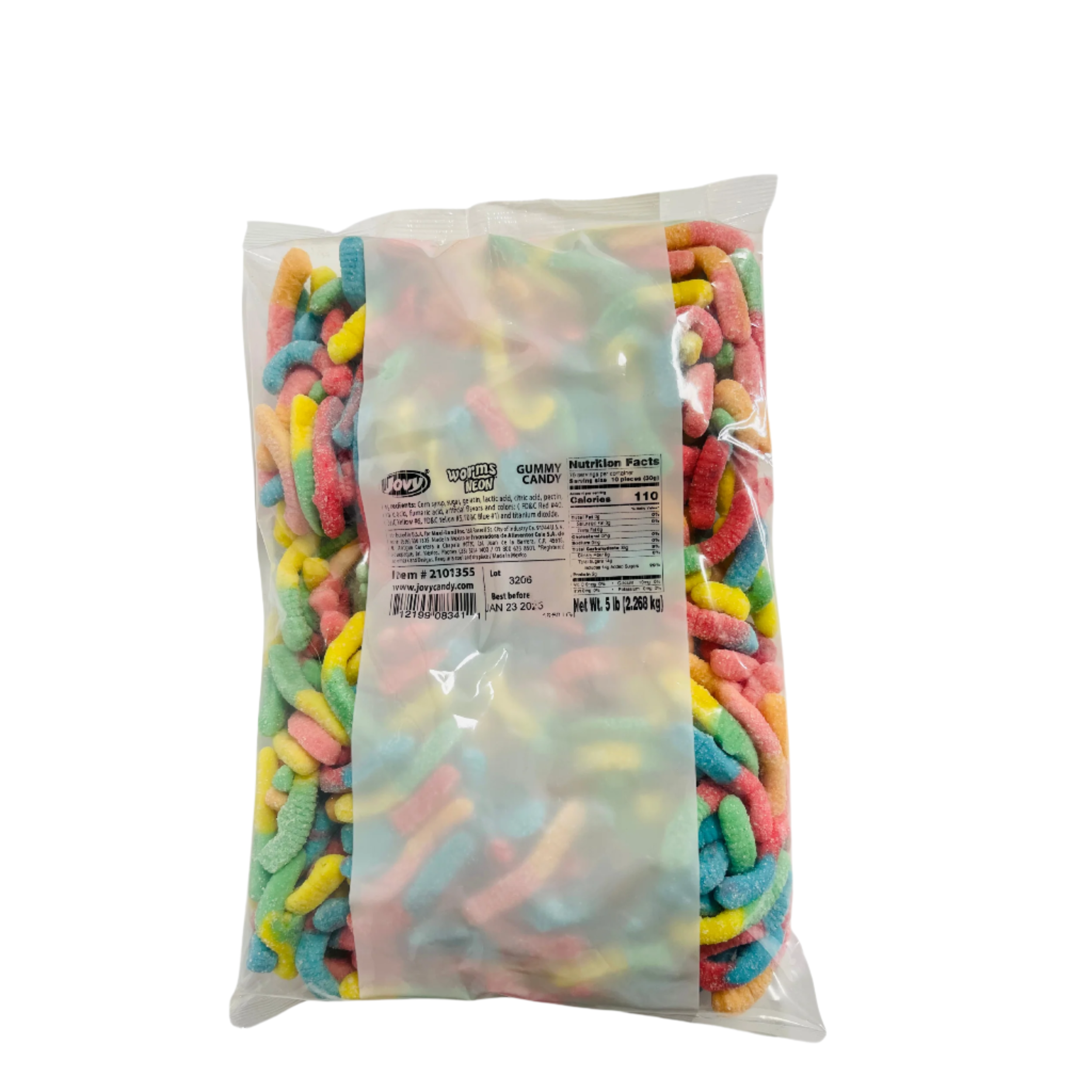 JOVY GUMMY NEON SOUR WORMS 6 and a half pound bag