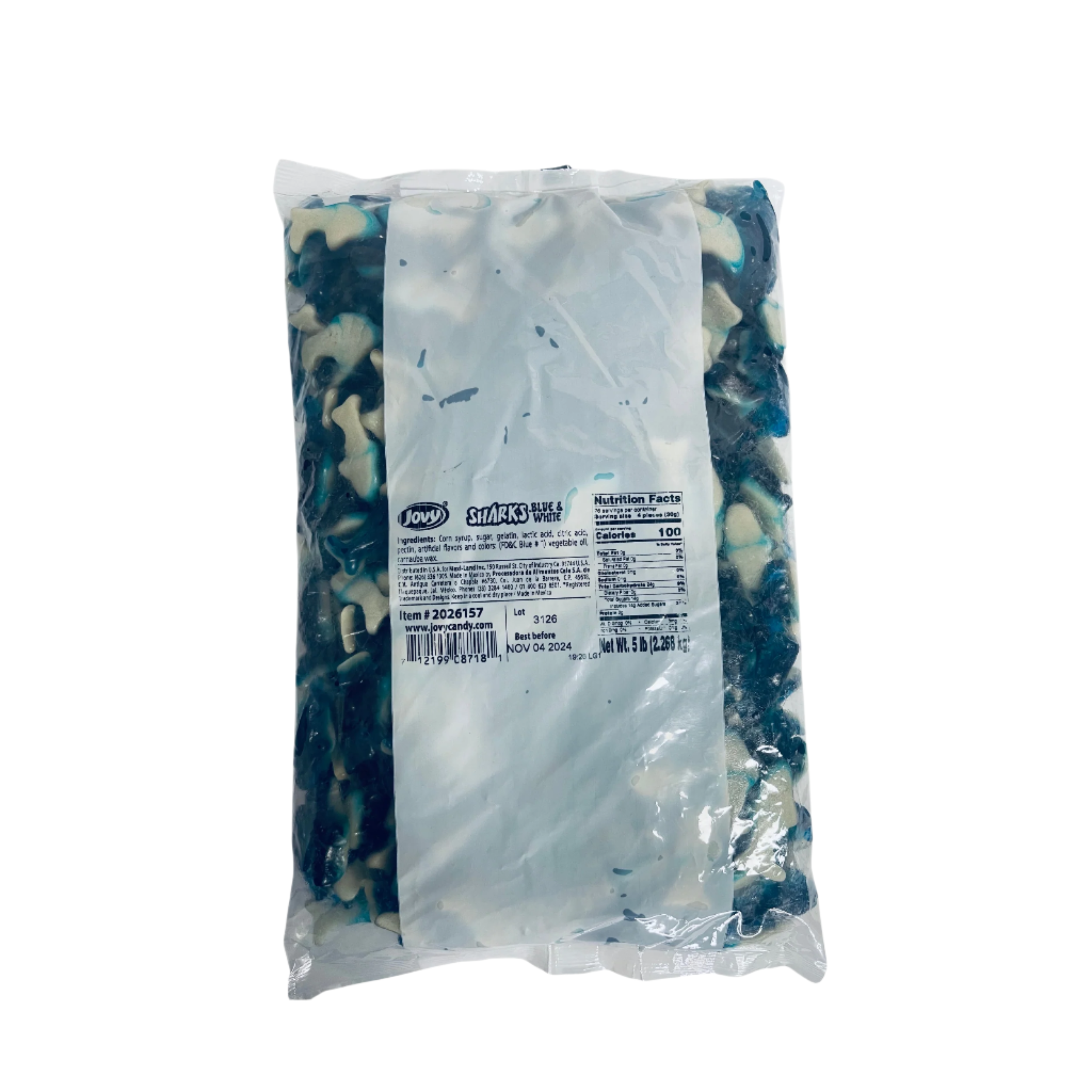JOVY GUMMY SHARKS BLUE and WHITE 6 and half pound bag