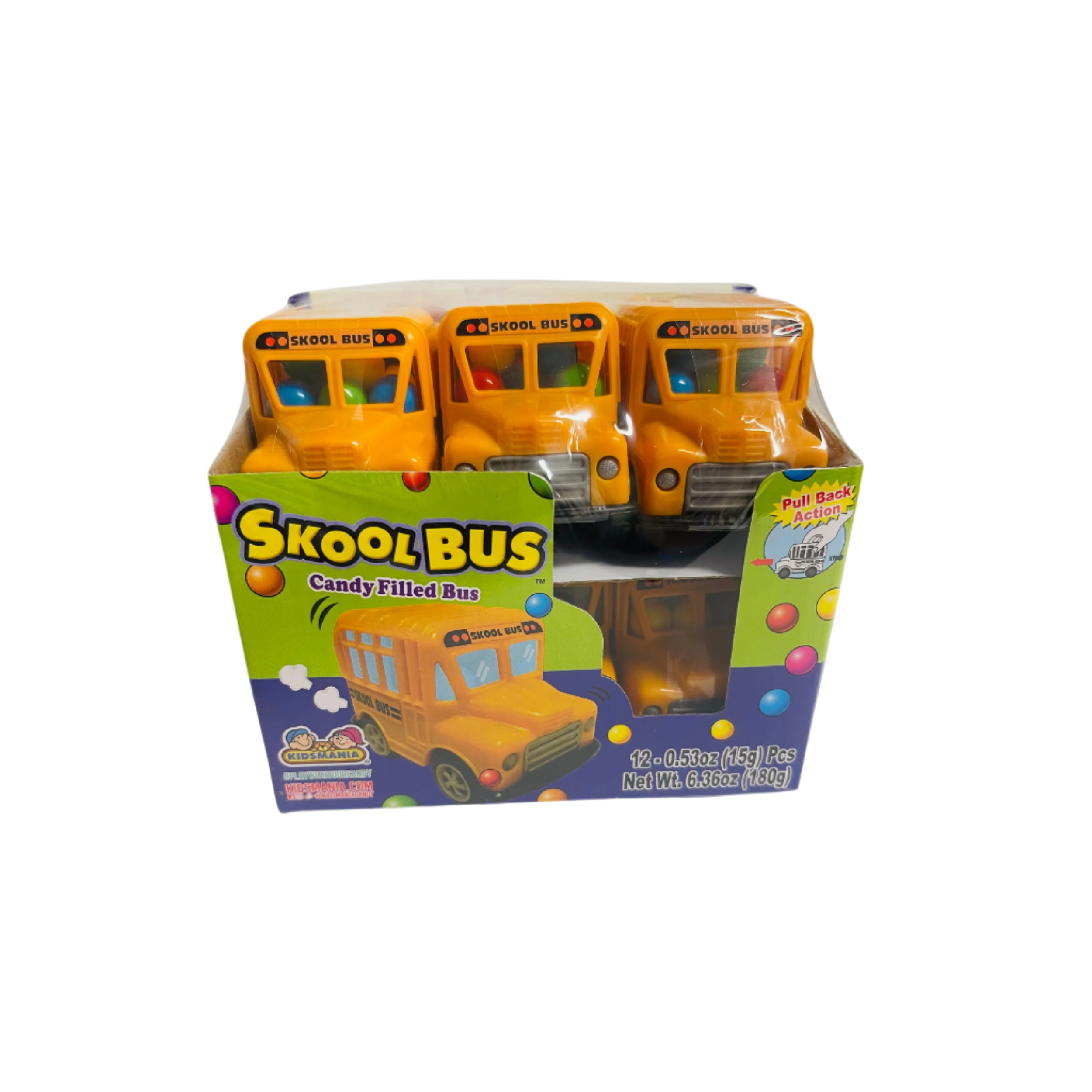 Kids Mania school bus toy filled with candy