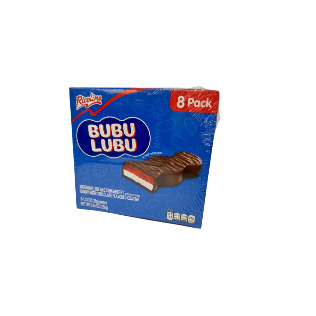 Ricolino bubulubu marshmallow and strawberry gummy with chocolate