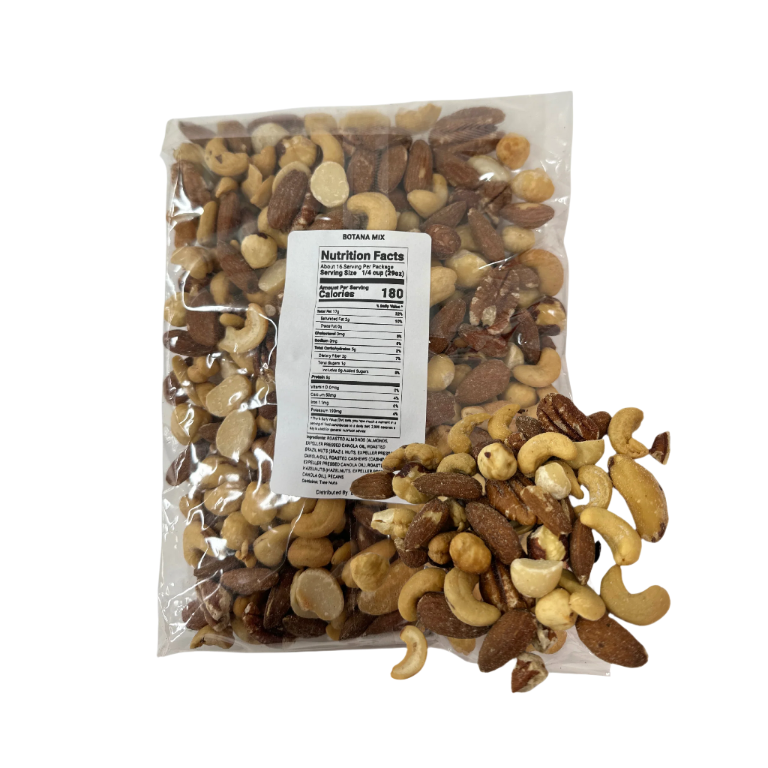 Roasted almonds ,roasted Brazil nuts, roasted cashews ,roasted hazelnuts pecans .