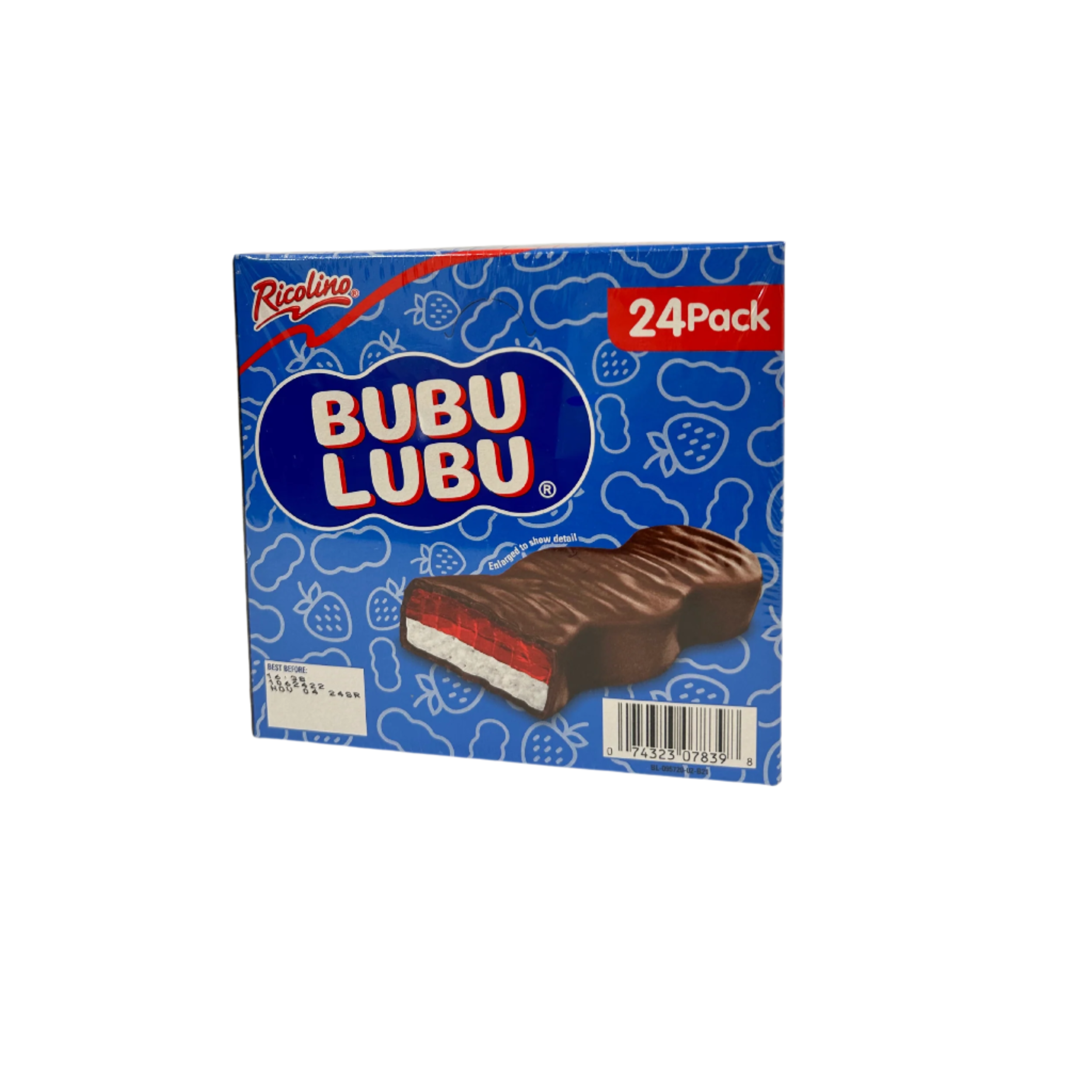 ricolin bubulubu Marshmallow and Strawberry Gummy with chocolate 24 pack