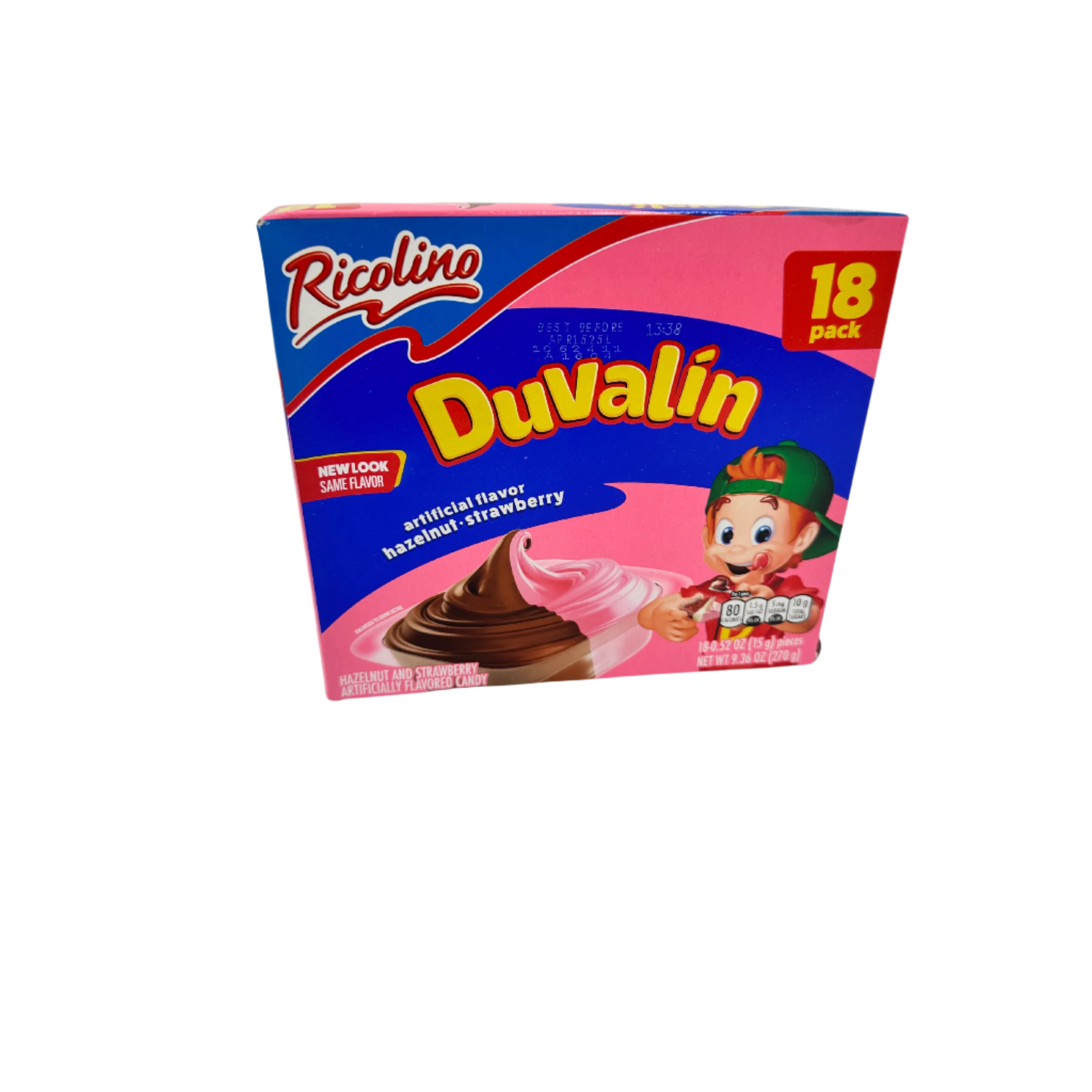 ricolino duvalin hazelnut and strawberry flavored candy 18 pieces