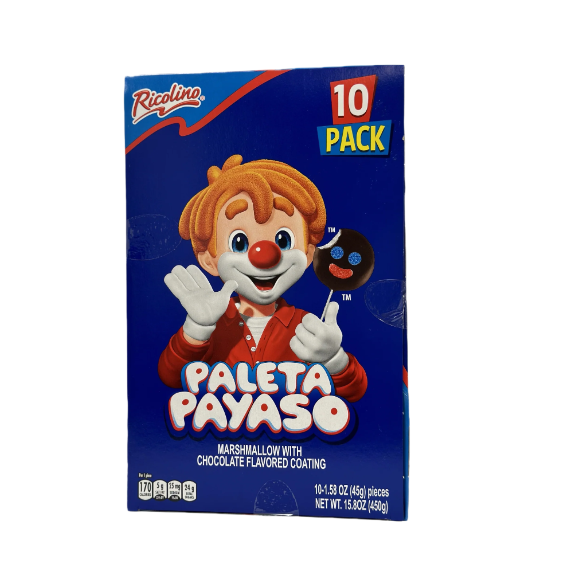 ricolino paleta payaso Marshmallow with chocolate 10 pack